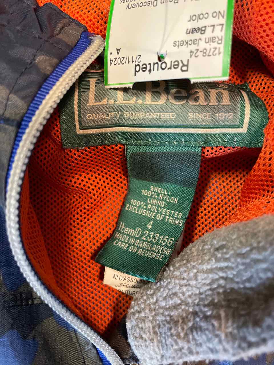L.L.Bean Rain Jacket Kids' 4T