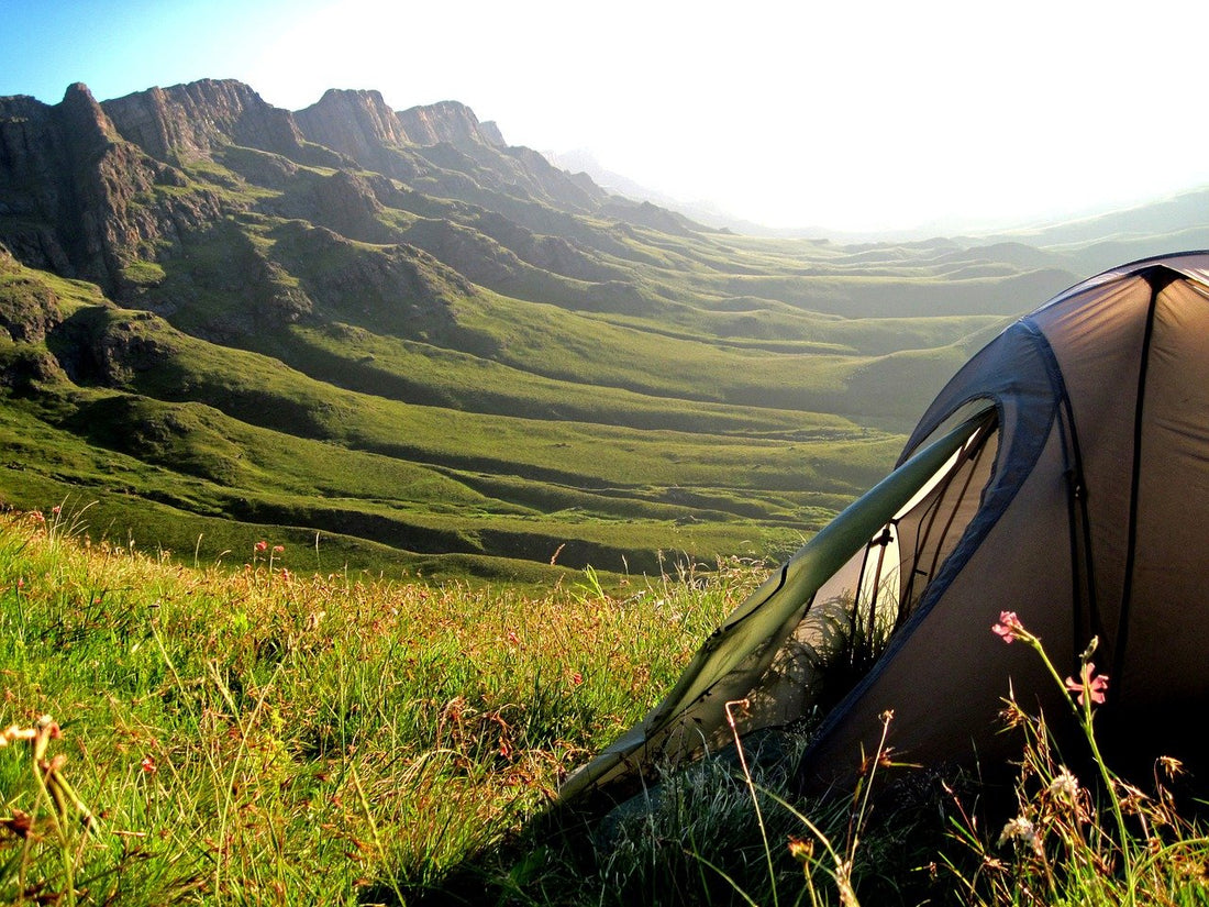 tent and mountains