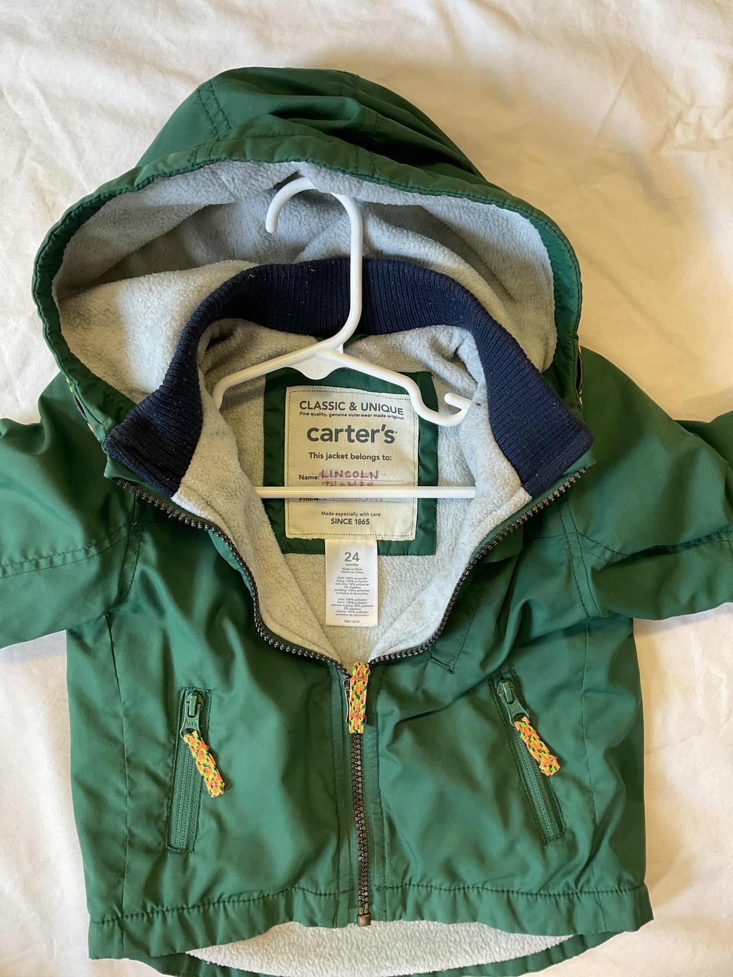 Carter's Rain Jacket Toddler's 24 Months
